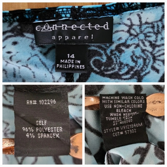 Y2K Dress Size 14 Connected Apparel Blue Black Goth Fairy Whimsical 31" waist - Picture 7 of 15